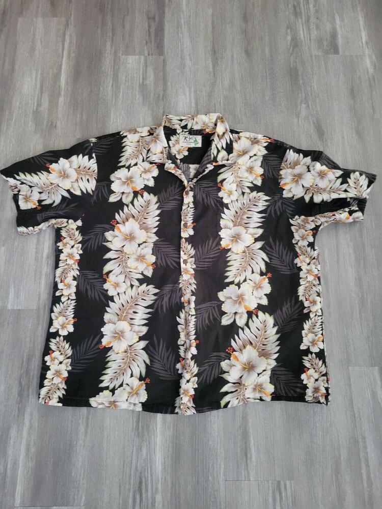 KY's Floral Hawaiian Shirt Vintage Summer Made In Hawaii USA Cotton XXL